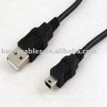 Black Mini USB cable 5-PIN USB 2.0 for GPS device, mini dvr,mp3,MP4